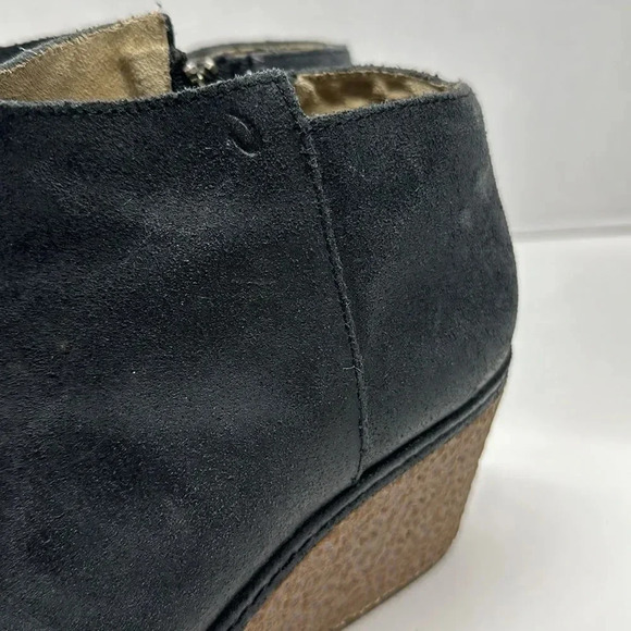 Olukai Humu Ankle Booties Leather Suede Wedge Boots Zip Up Black Womens Size 8 - Picture 6 of 12